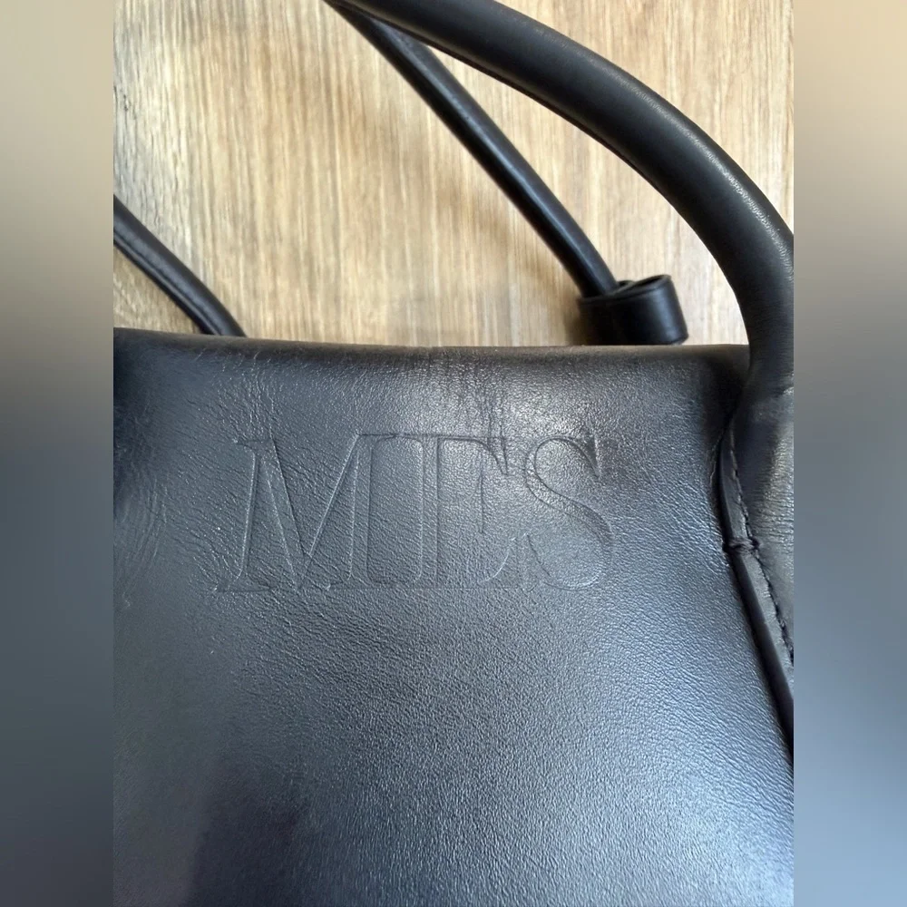 J.Crew Black Leather Satchel MES Monogram EUC